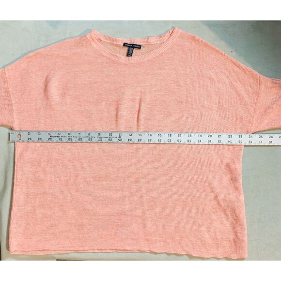 Eileen Fisher Coral Lightweight Knit Short Sleeve Top Organic linen S/P - Picture 5 of 10